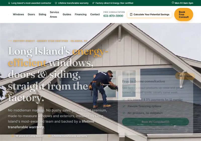 EcoView Windows website, built and managed by Twin Shores Marketing