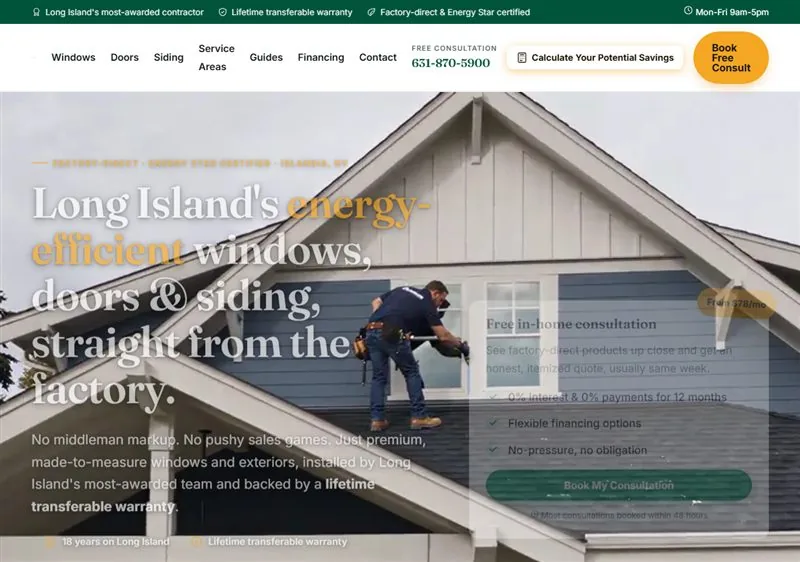 EcoView Windows website, built and managed by Twin Shores Marketing
