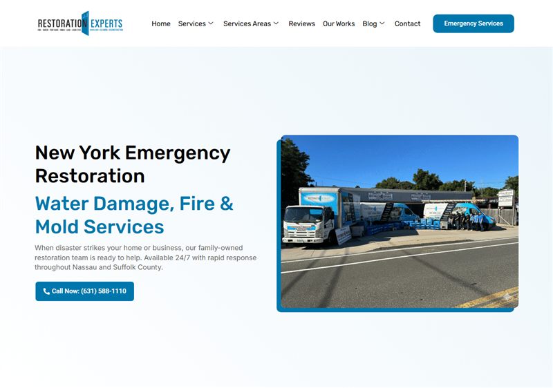 Restoration Experts website, built and managed by Twin Shores Marketing