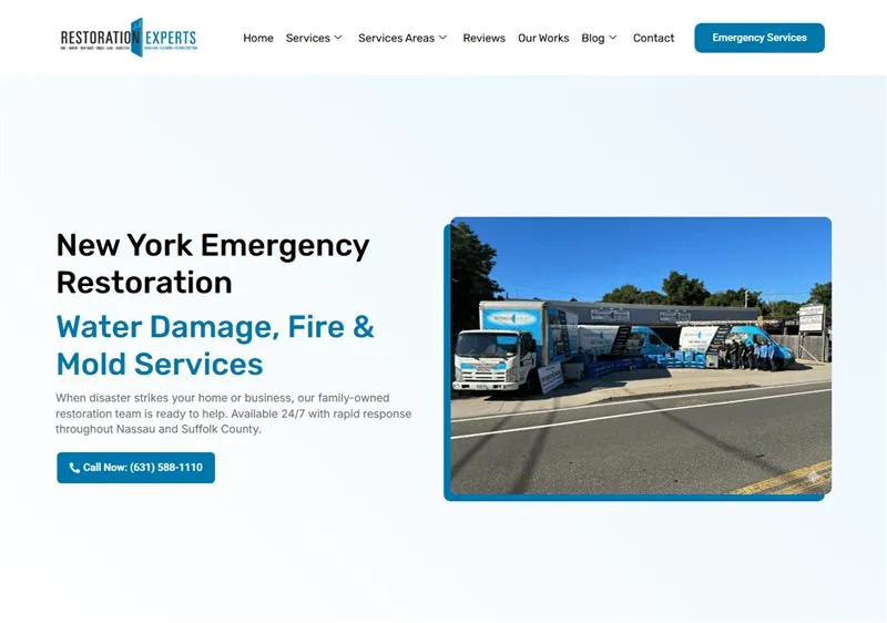 Restoration Experts website, built and managed by Twin Shores Marketing